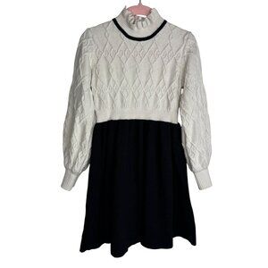 Janie and Jack 4T Black & White Knit Sweater Dress Diamond Patterned Top